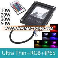 Ultra thin IP65 Waterproof 16 color change 20W RGB LED Flood light with remote control outdoor spot led